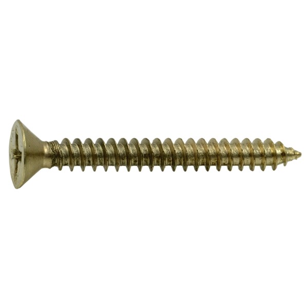Midwest Fastener Wood Screw, #9, 1-1/2 in, Plain Brass Flat Head Phillips Drive, 20 PK 69874 - main